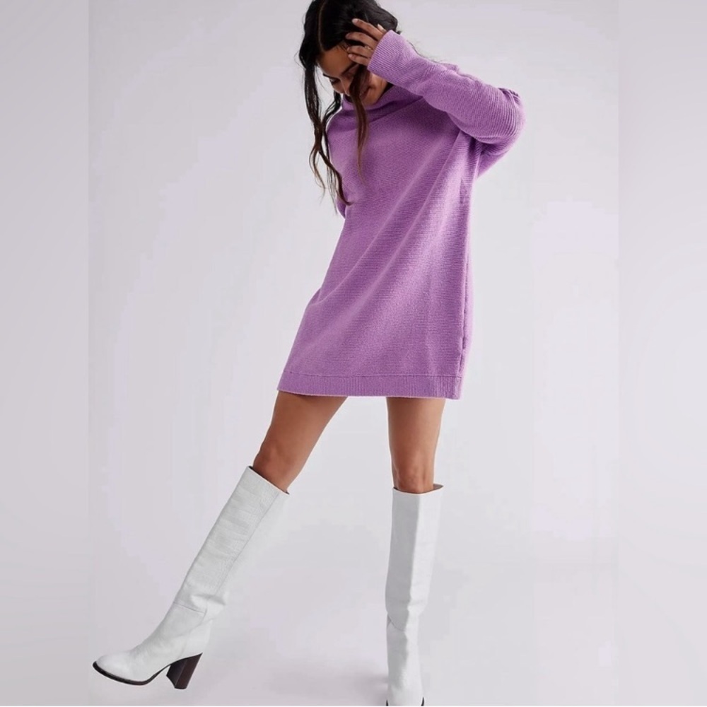 Free People Ottoman Oversized Slouchy Sweater Cowl Neck Purple Women’s Large